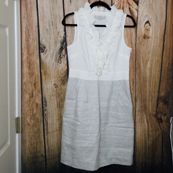 LOFT Dresses & Skirts - Ann Taylor LOFT Dress Metallic Skirt Ruffle Top